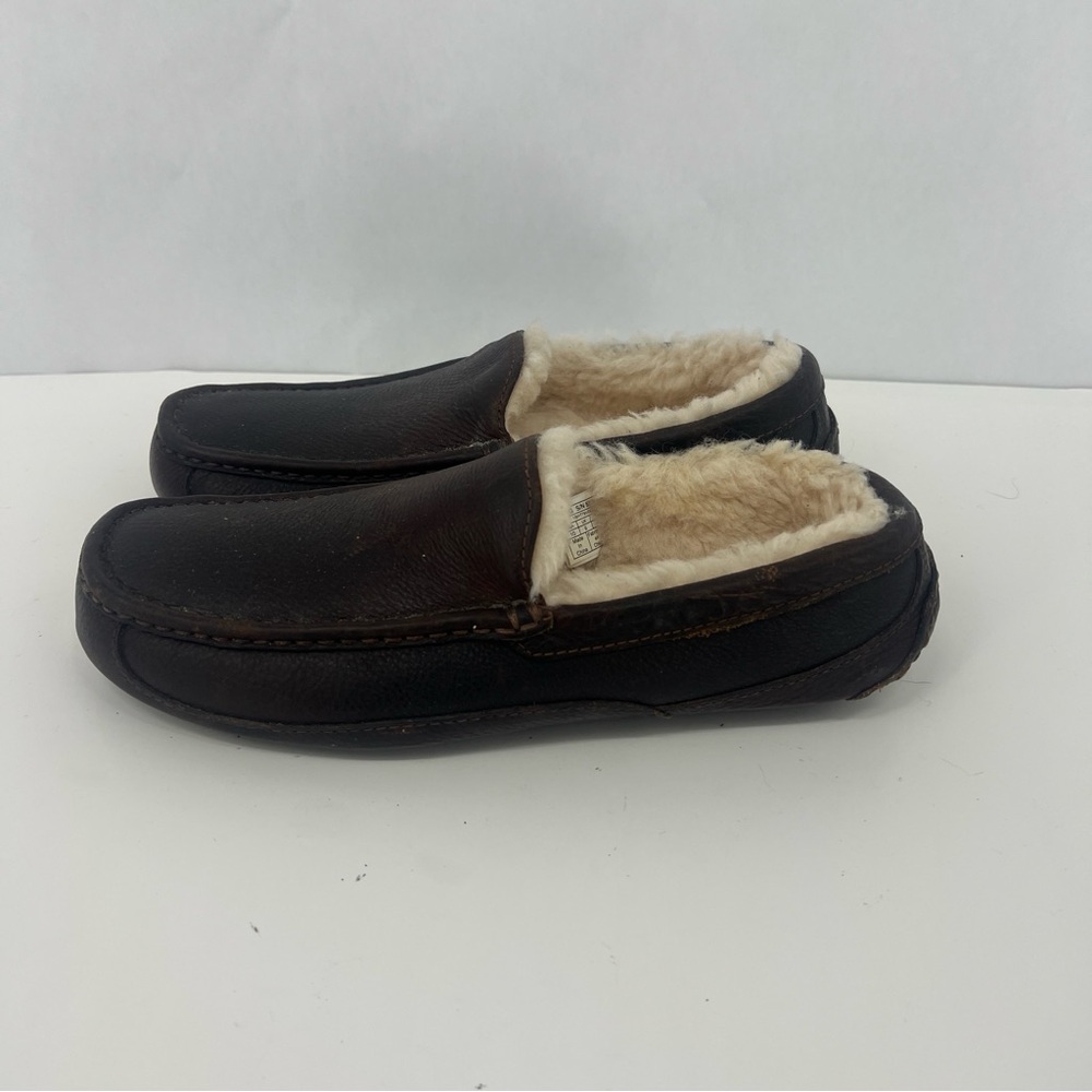 UGG Men's Dark Brown Shearling Slip-Ons